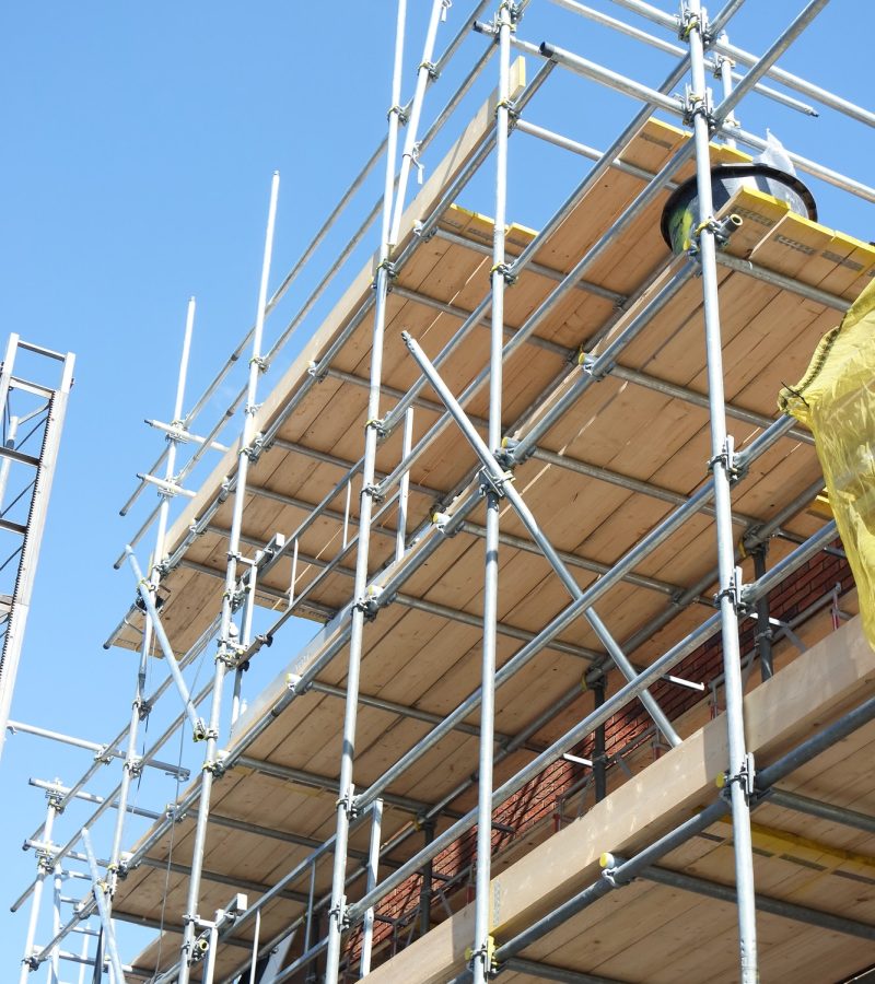 Construction site. Scaffolding.